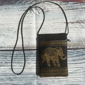 Elephant Black and Gold Patterned Pouch